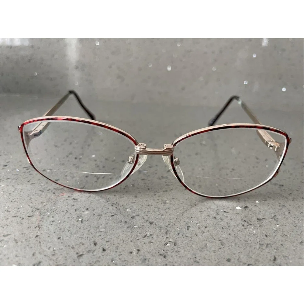 EYEGLASSES ECCA WM 5008 AM TORTOISE GOLD METAL FRAMES ONLY 52-18-135 red round